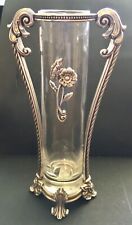 Brighton Contessa Silver Plated Victorian Style Glass Flower Bud Vase 8x4” EUC picture