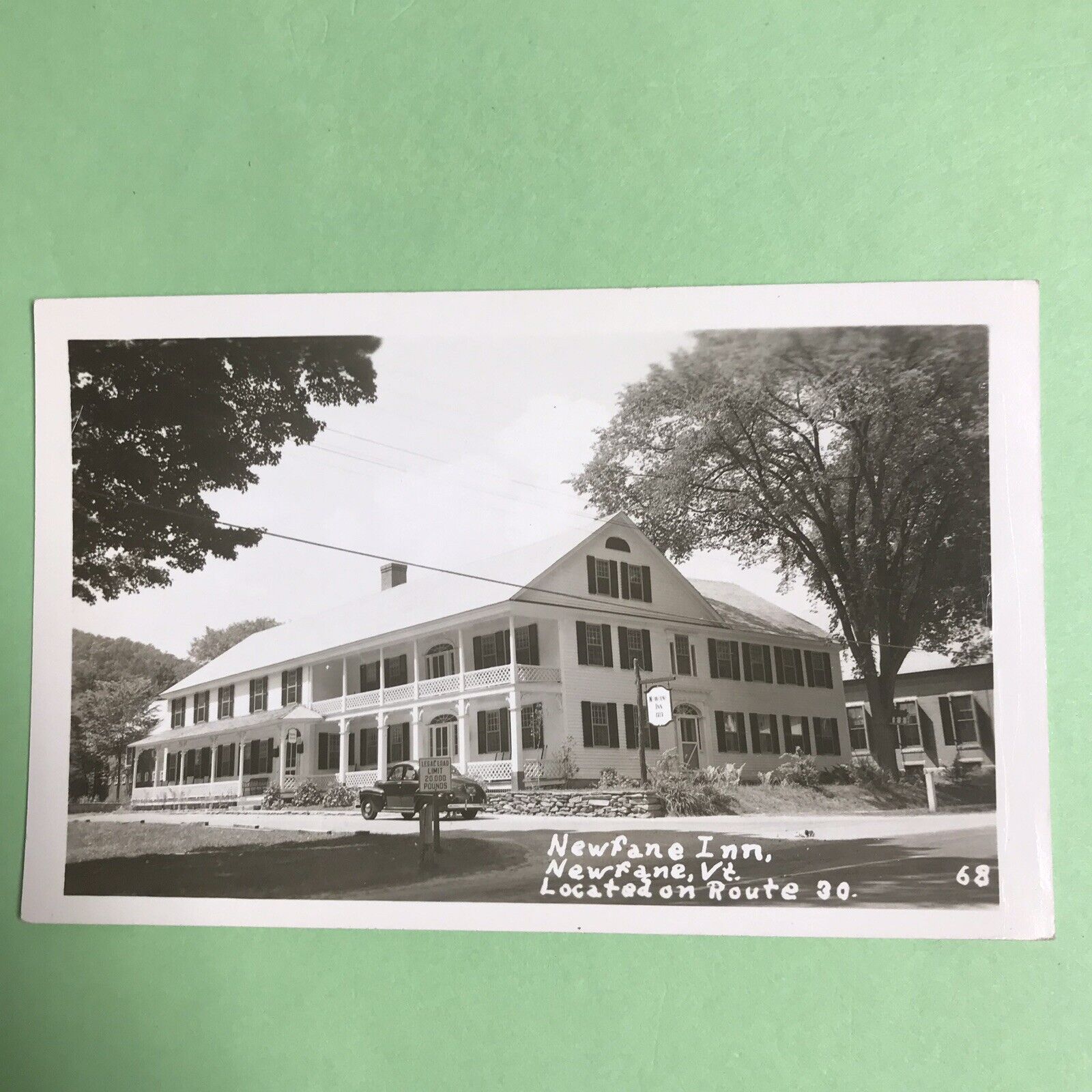 Newfane Vermont VT RPPC Real Photo Postcard 1950’s Newfane Inn Route 30