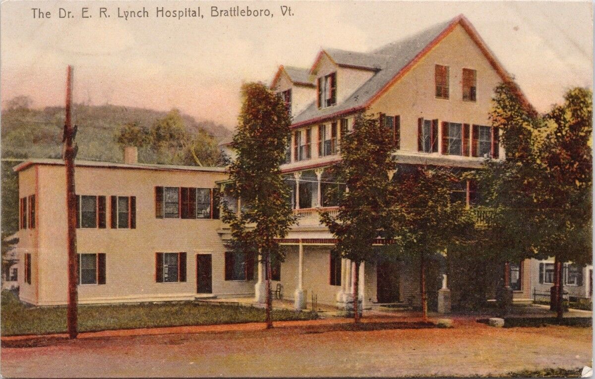 The Dr ER Lynch Hospital Brattleboro VT Vermont c1909 Postcard E39 