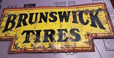 Antique Brunswick Tires Double Sided Vtg Sign Service Station Gas Automotive  picture