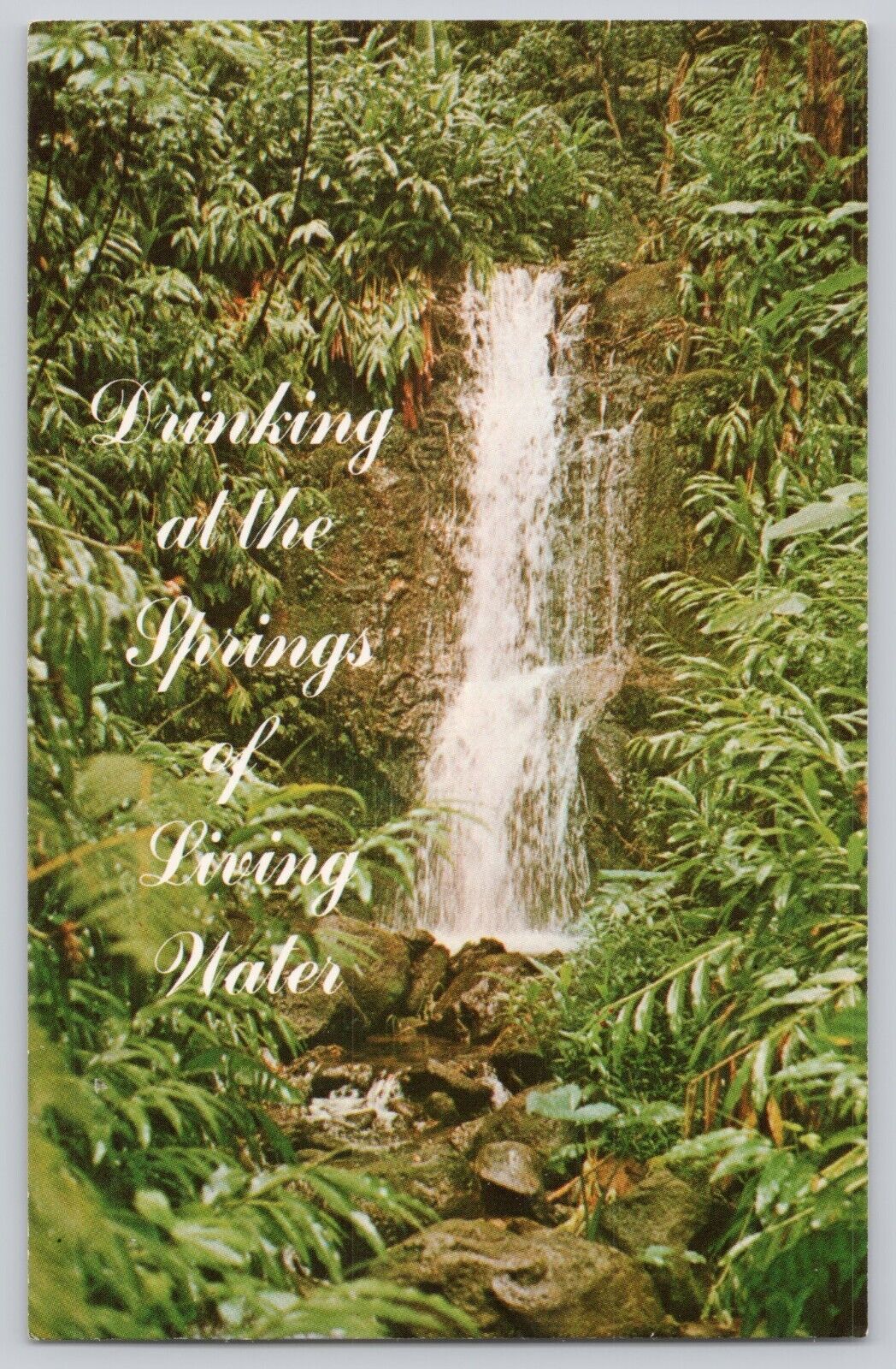 Postcard Scenic Waterfall Psalm John 4:14