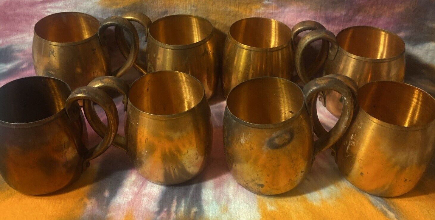 LOT OF 8 VINTAGE COPPER CUPS FROM WEST BEND 3.5” TALL. SEE PHOTOS & DESCRIPTION
