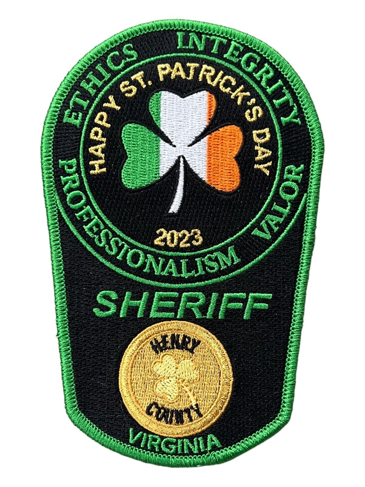 Henry County Virginia Sheriff's Office 2023 St. Patrick's Day Police Patch
