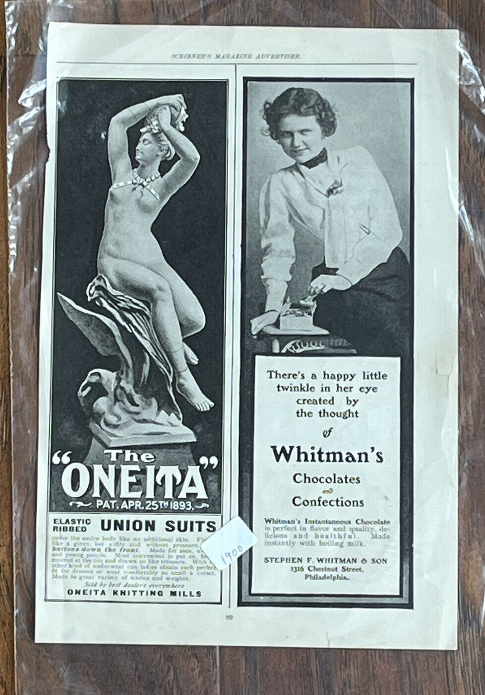 VINTAGE AD SCRIBNER\'S MAGAZINE -The “Oneita” Women’s Bodysuit