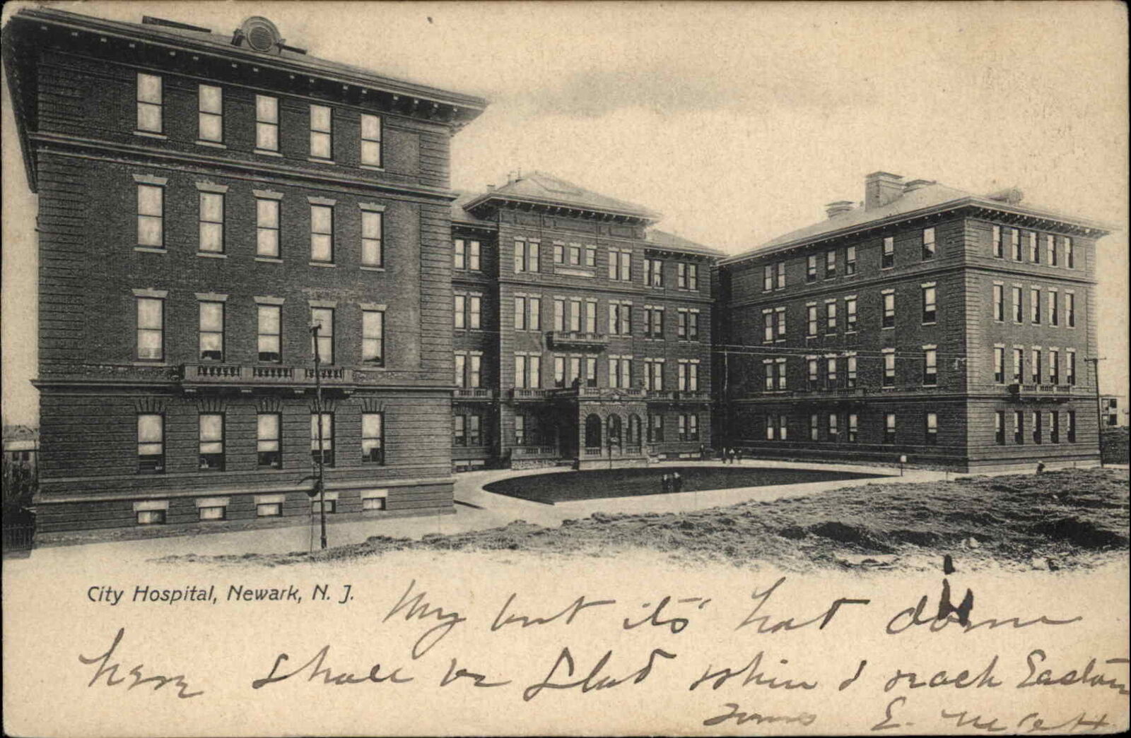 Newark NJ City Hospital Pre-1910 Vintage Postcard