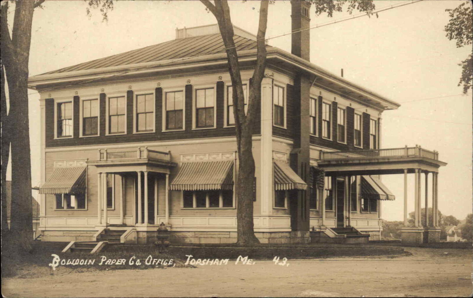 Topsham ME Bowdoin Paper Co Office 1913 Used Real Photo Postcard