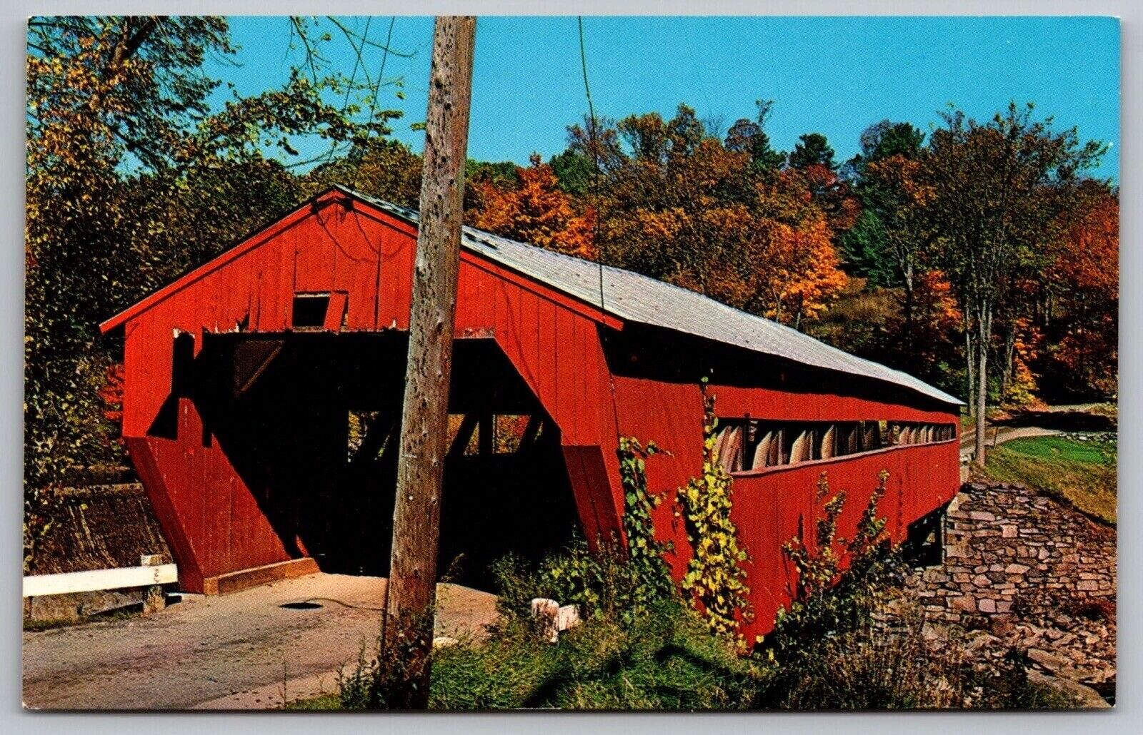 Taftsville Covered Bridge Vermont Scenic Country Landmark Chrome Postcard