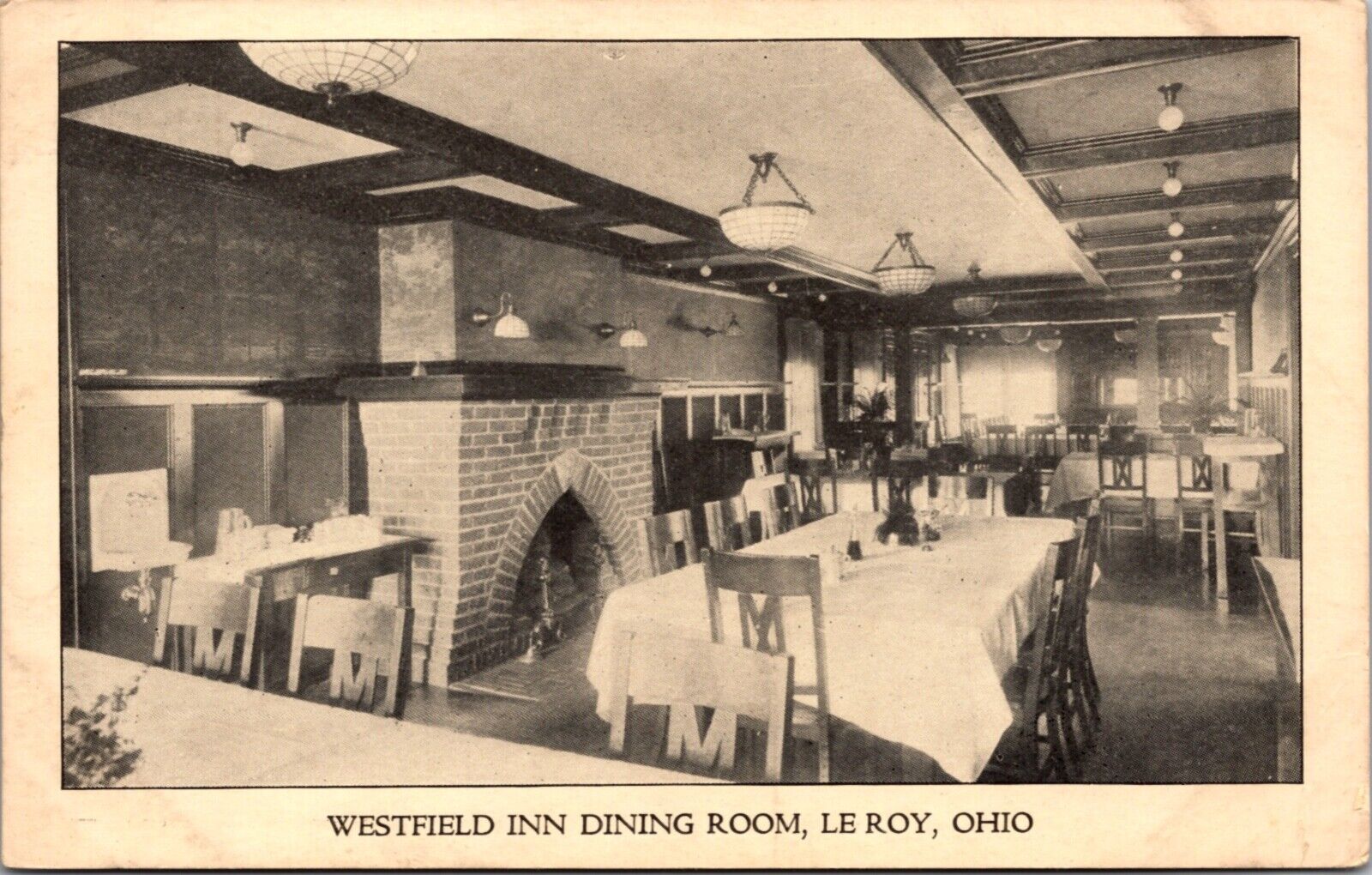 Postcard Westfield Inn Dining Room in Leroy, Ohio
