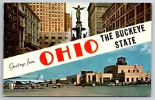 Vintage Postcard OH Greetings Buckeye State Cleveland Hopkins Airport -3048 picture