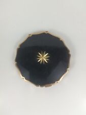 Stratton Compact With Mirror Black Gold Tone Metal England vintage w/ puff case picture