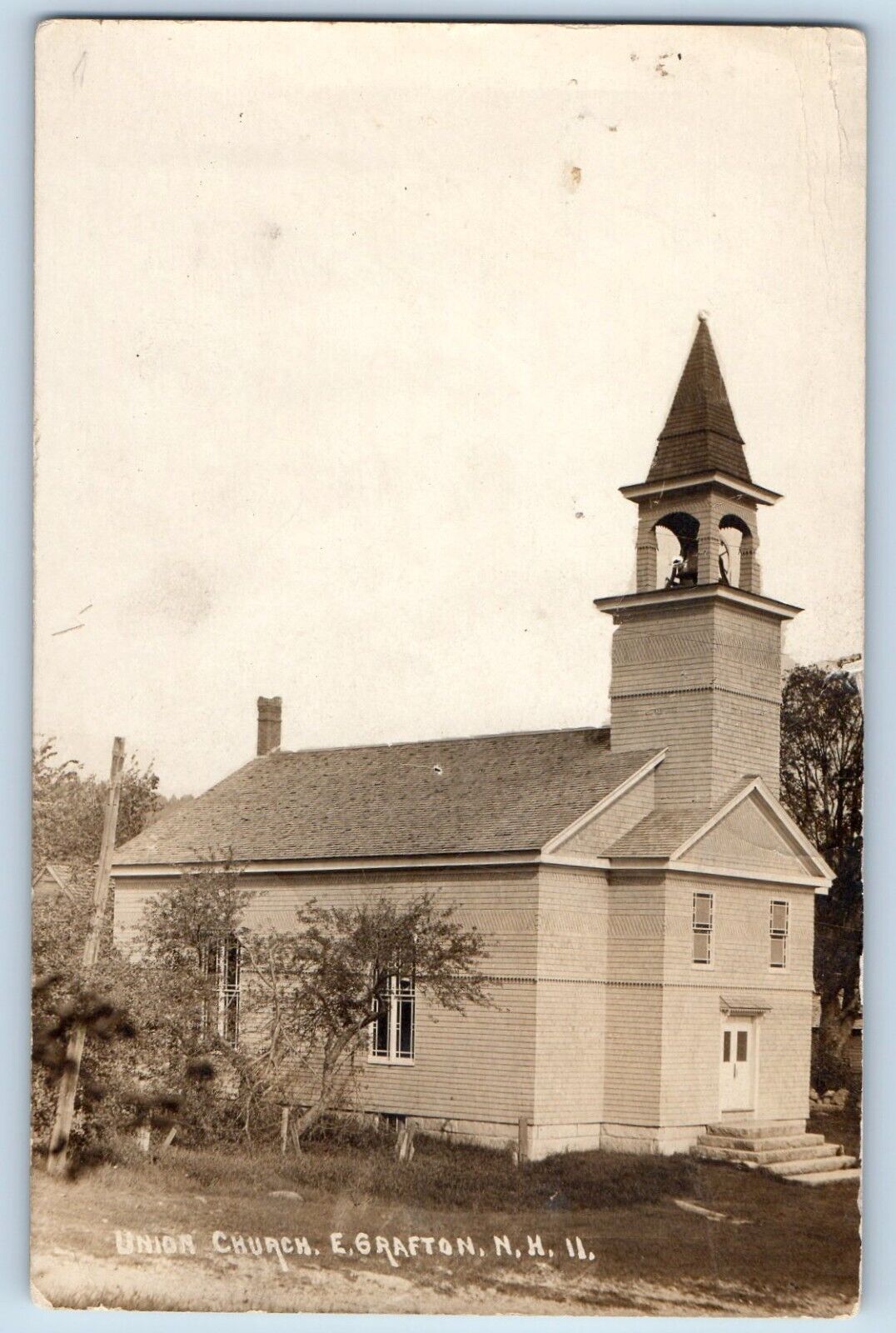 Grafton New Hampshire NH Postcard RPPC Photo Union Church East 1915 Antique