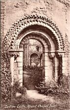 Ludlow Castle Medieval Round Chapel Door Ludlow England Sepia BW Postcard picture