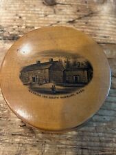 Antique Mauchline Ware Round Box Featuring the Wayside Inn, Sudbury MA picture