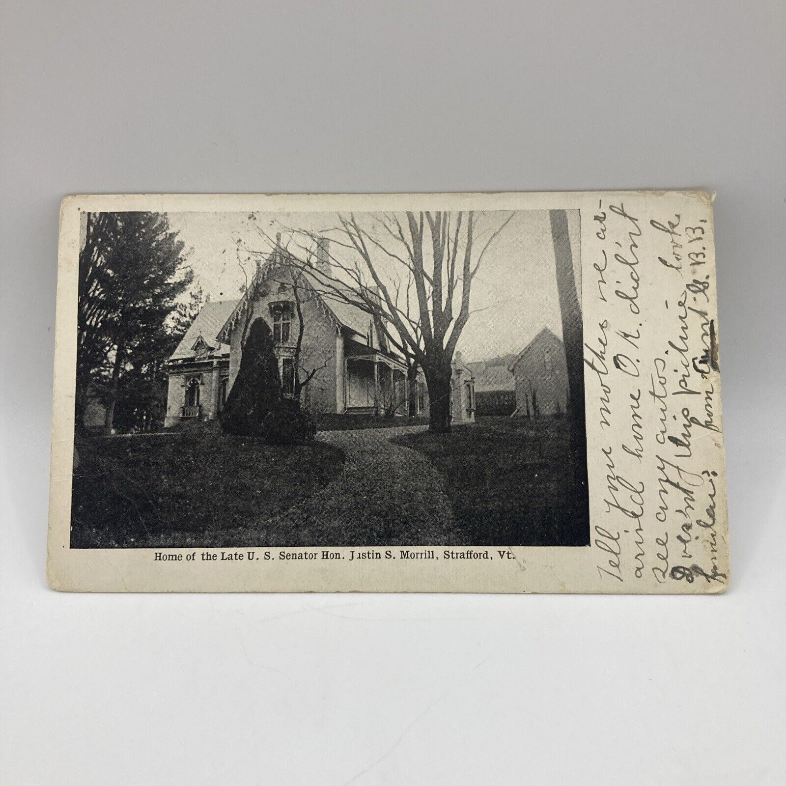 Vintage Postcard Home Of The Late U.S. Senator Justin Morrill, Strafford Vermont