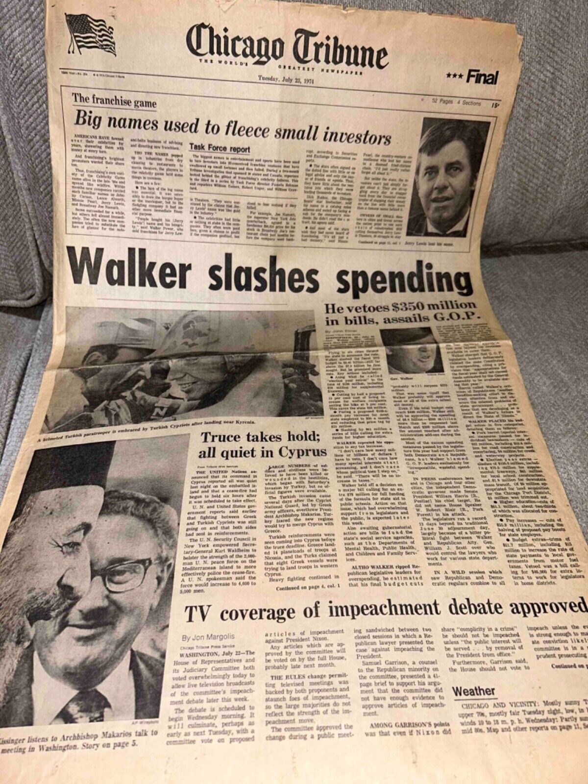 Jerry Lewis Vintage Newspapers 1974 & 1966 & 1982