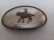 Comstock Silversmith VTG Horse Cowboy Rodeo Mountain Belt Buckle German Silver picture
