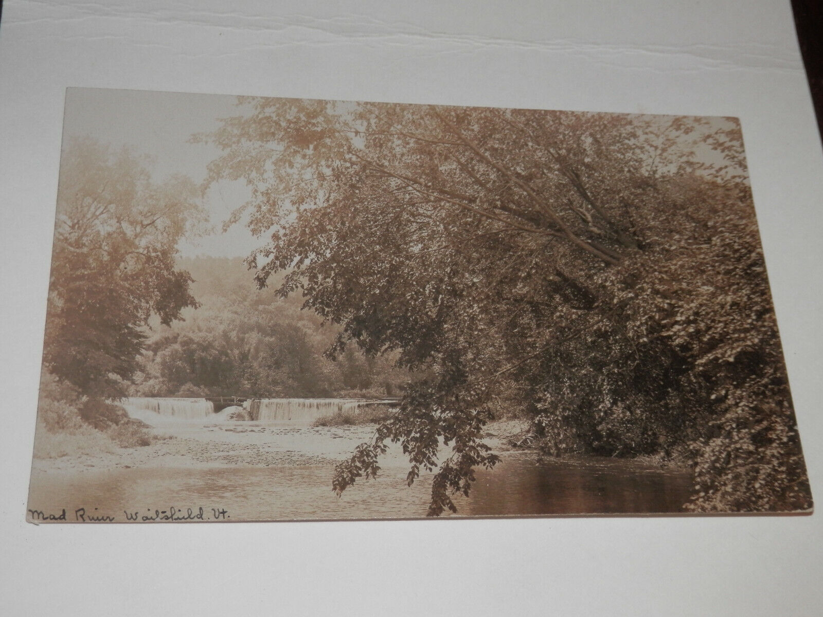 WAITSFIELD VT - 1908 REAL PHOTO POSTCARD - MAD RIVER - WASHINGTON COUNTY