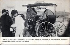 Postcard RI New Shoreham - Wreck of Steamer Larchmont 1907 Removing Survivors picture