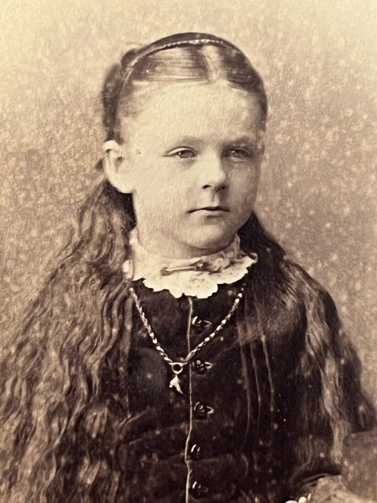 Norwich New York CDV Pretty Girl Long Hair IDd LULA TURNER Antique Photo 1885 D3