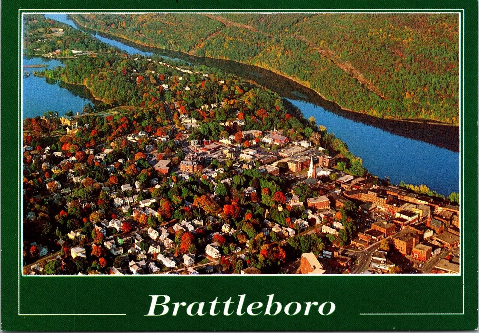 Brattleboro Vermont Downtown Connecticut River Landscape Chrome Postcard UNP