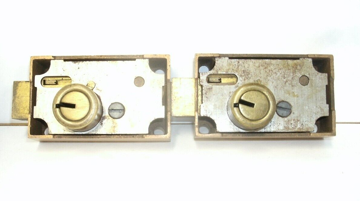 Lot of 2 Vintage Herring-Hall-Marvin Safe Deposit Locks-NO Keys