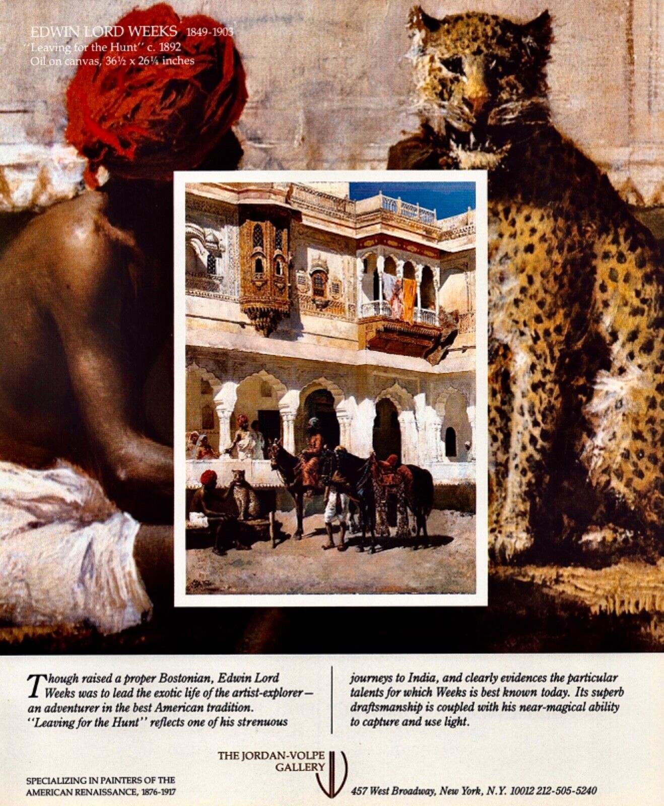 EDWIN LORD WEEKS Art Gallery Exhibit ~ Leaving for the Hunt ~ VTG PRINT AD 1984