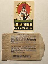 Vintage Indian Village Lake George NY Souvenir Travel Decal  picture
