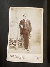 EJ Langlois Studio Winooski, VT man in screen Cabinet Card Photo  picture