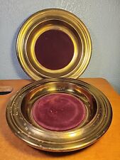 Set of 2 SOLID BRASS VINTAGE SUDBURY OFFERING PLATES WITH RED FELT 11.5