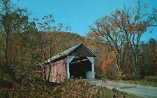 near Shelburne Falls, MA, Smith Covered Bridge, Chrome Vintage Postcard e5944 picture