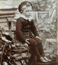 Cabinet Card Photo Sad Boy Child Fashion Hat Shephard Bridport Dorset 1880s-90s picture