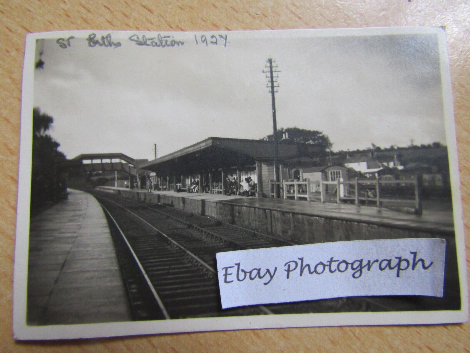 Old B&W Photograph St Erths Railway Station Cornwall 1927 Platform Bridge