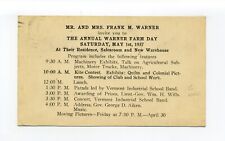 Annual Warner Farm Day, May 1937 postcard, postmark Vergennes VT, events picture