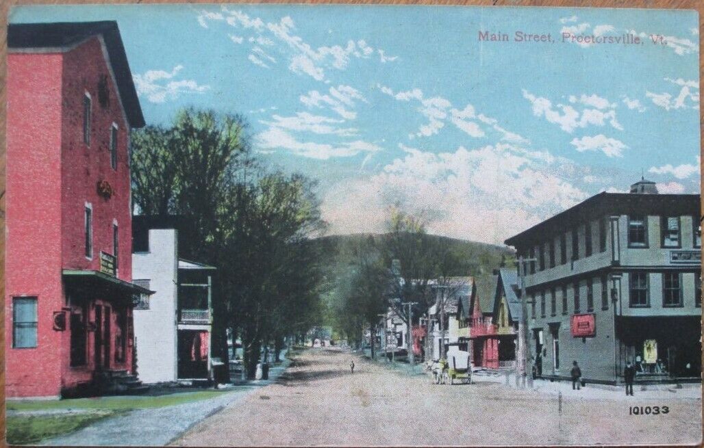 Proctorsville, VT 1912 Postcard: Main Street / Downtown - Vermont