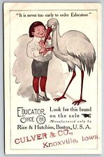 Knoxville Iowa~Culver & Co~Rice & Hutchins Boston~Educator Shoe Boy With Stork picture
