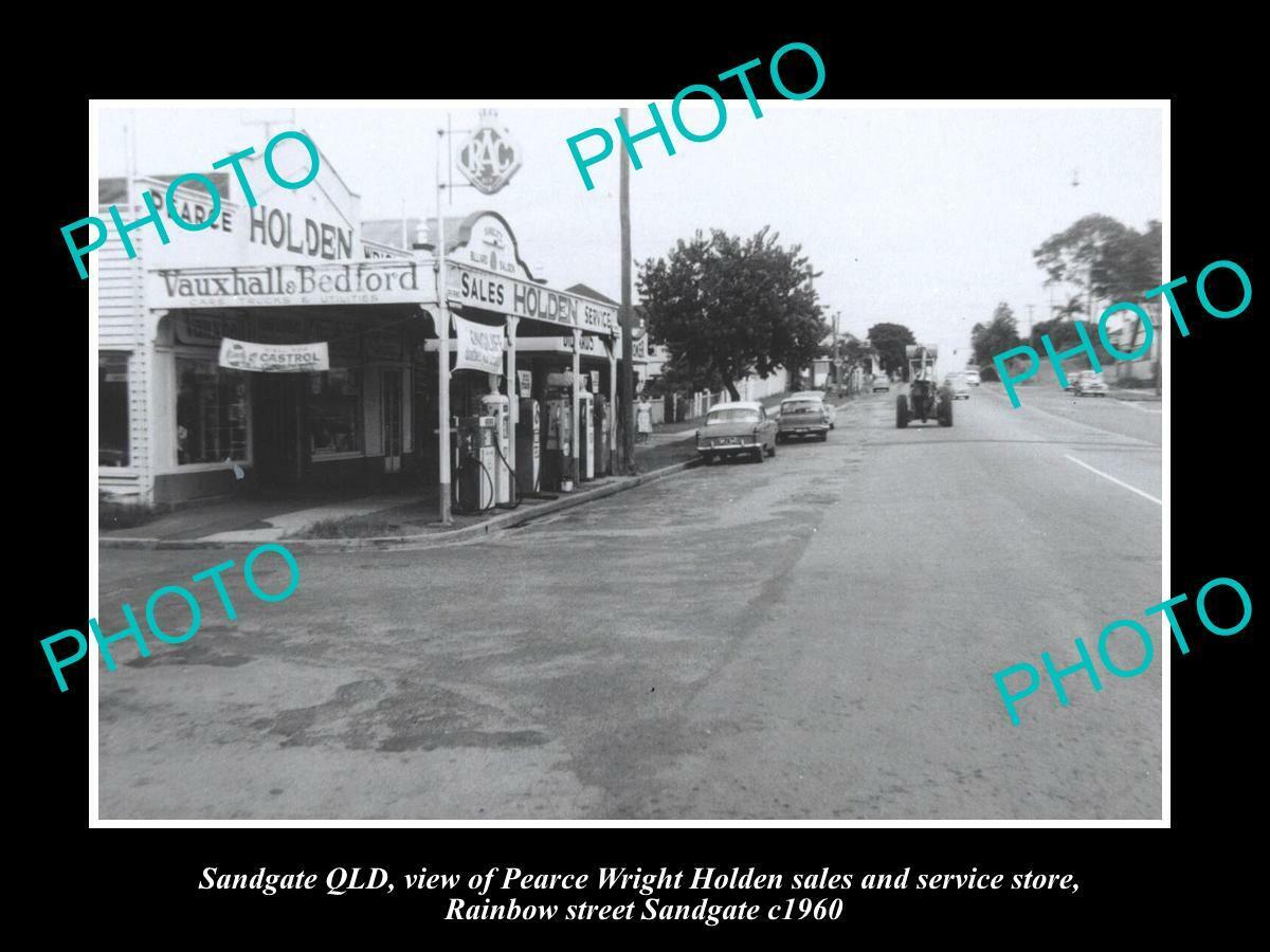 OLD POSTCARD SIZE PHOTO OF SANDGATE QLD THE HOLDEN MOTOR GARAGE c1960