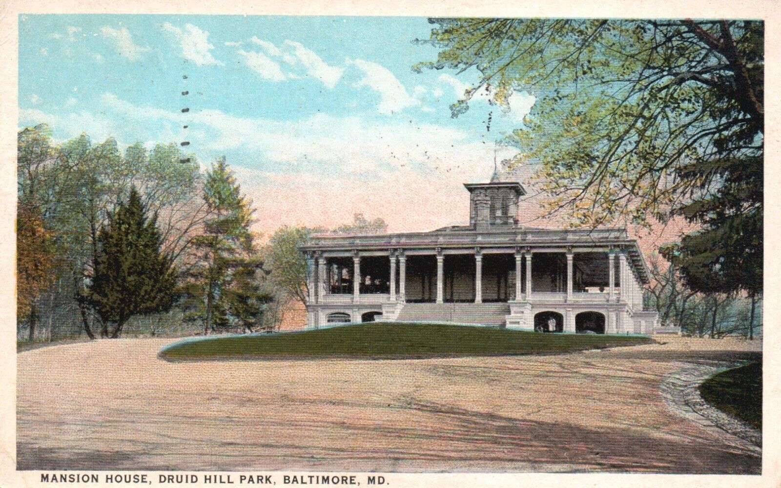 Postcard MD Baltimore Maryland Druid Hill Mansion House 1924 Vintage PC J3900