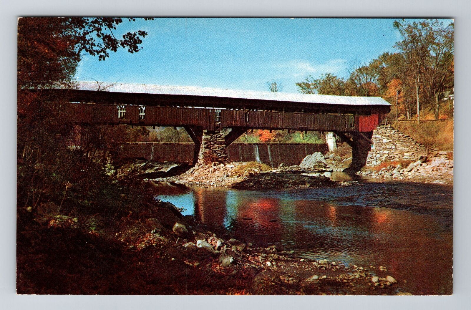 Taftsville VT-Vermont Scenic Covered Bridge Ottauquechee River Vintage Postcard