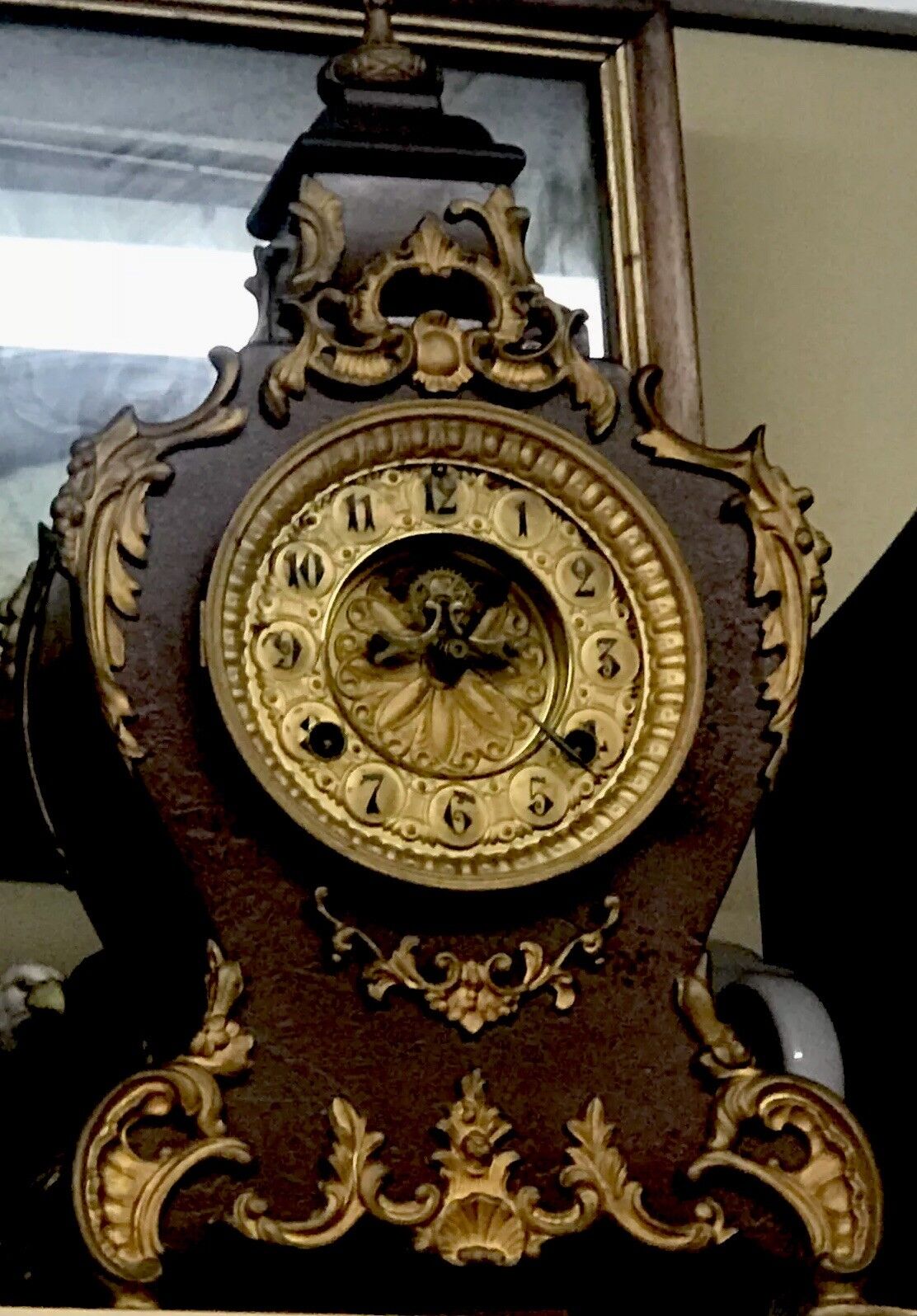 ANTIQUE 1800\'S WATERBURY CAST IRON MANTLE & WALL CLOCK MODEL \