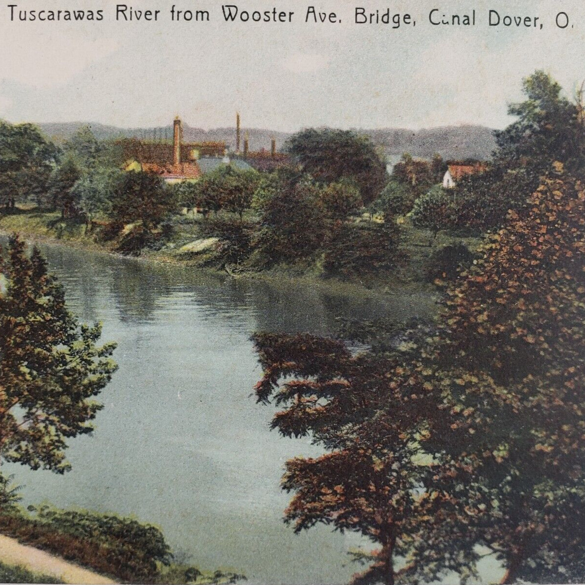 Canal Dover Ohio Panoramic Postcard c1907 Tuscarawas River Vintage Old Art H496