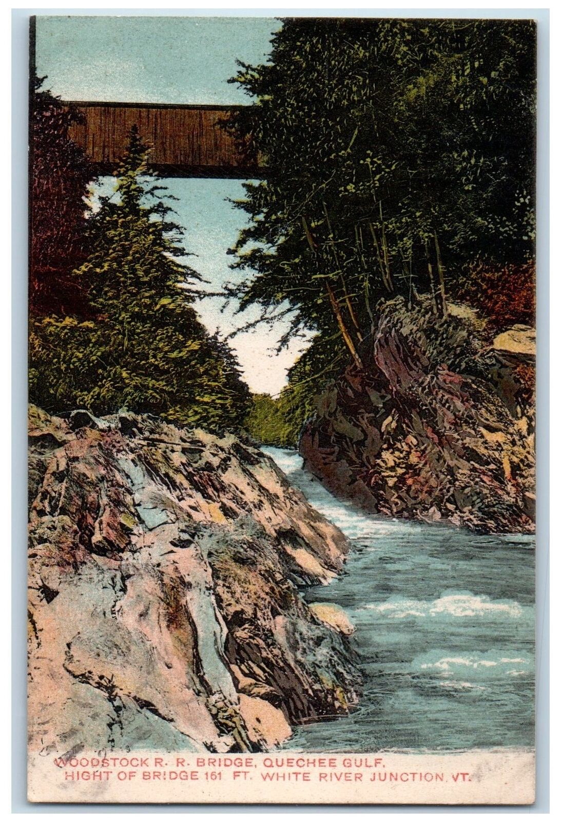 1907 Woodstock Railroad Bridge Quechee Gulf Vermont VT Posted Vintage Postcard