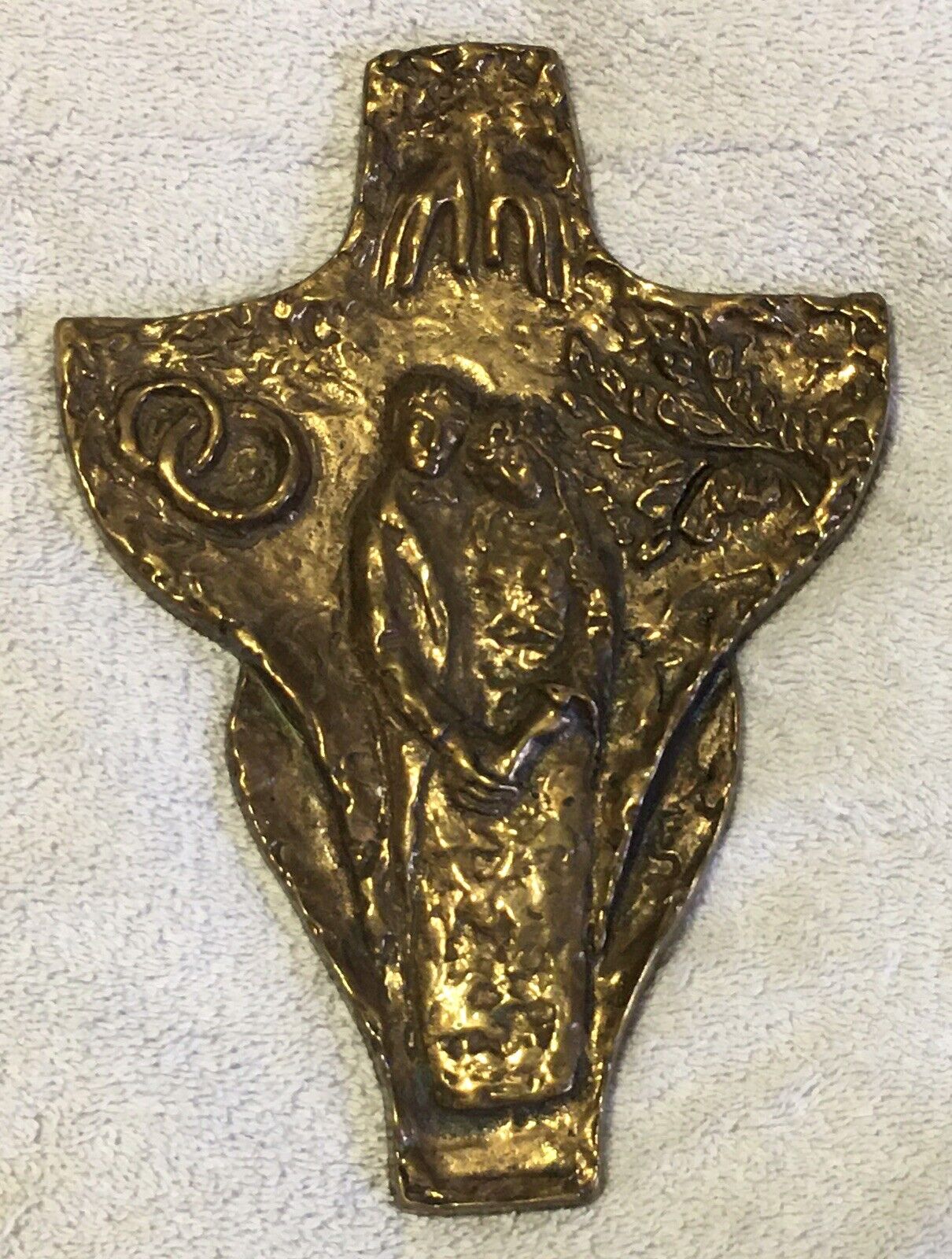 Unique Artistic Bronze Wedding Cross (Creator Mundi) (See Description)