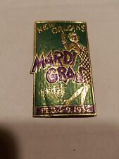Vintage New Orleans Mardi Gras 1932 Emerald Green Gold Foil Label Stamp Mint picture