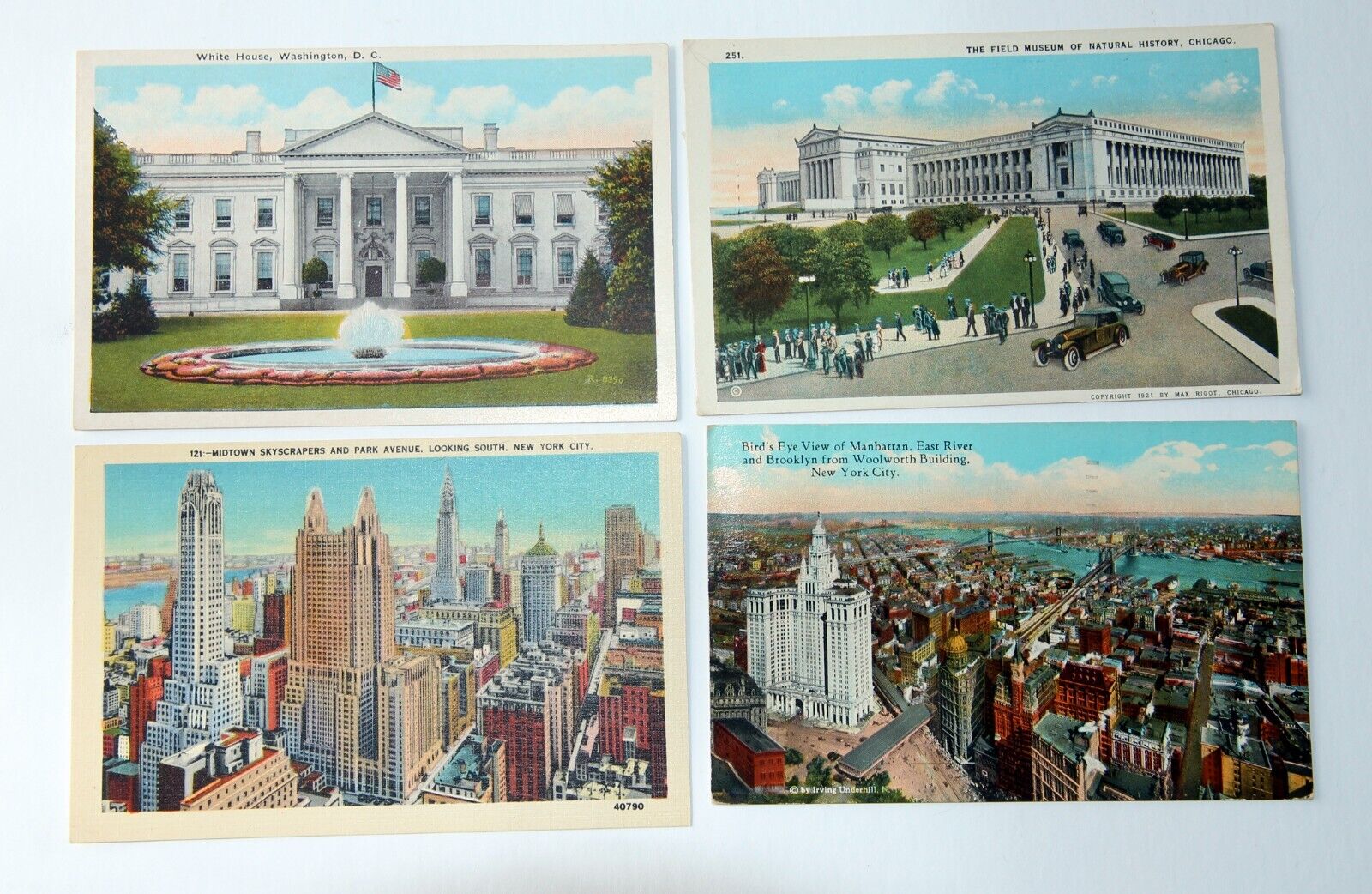 Four (4) Vintage Postcards - New York, Washington DC, Chicago