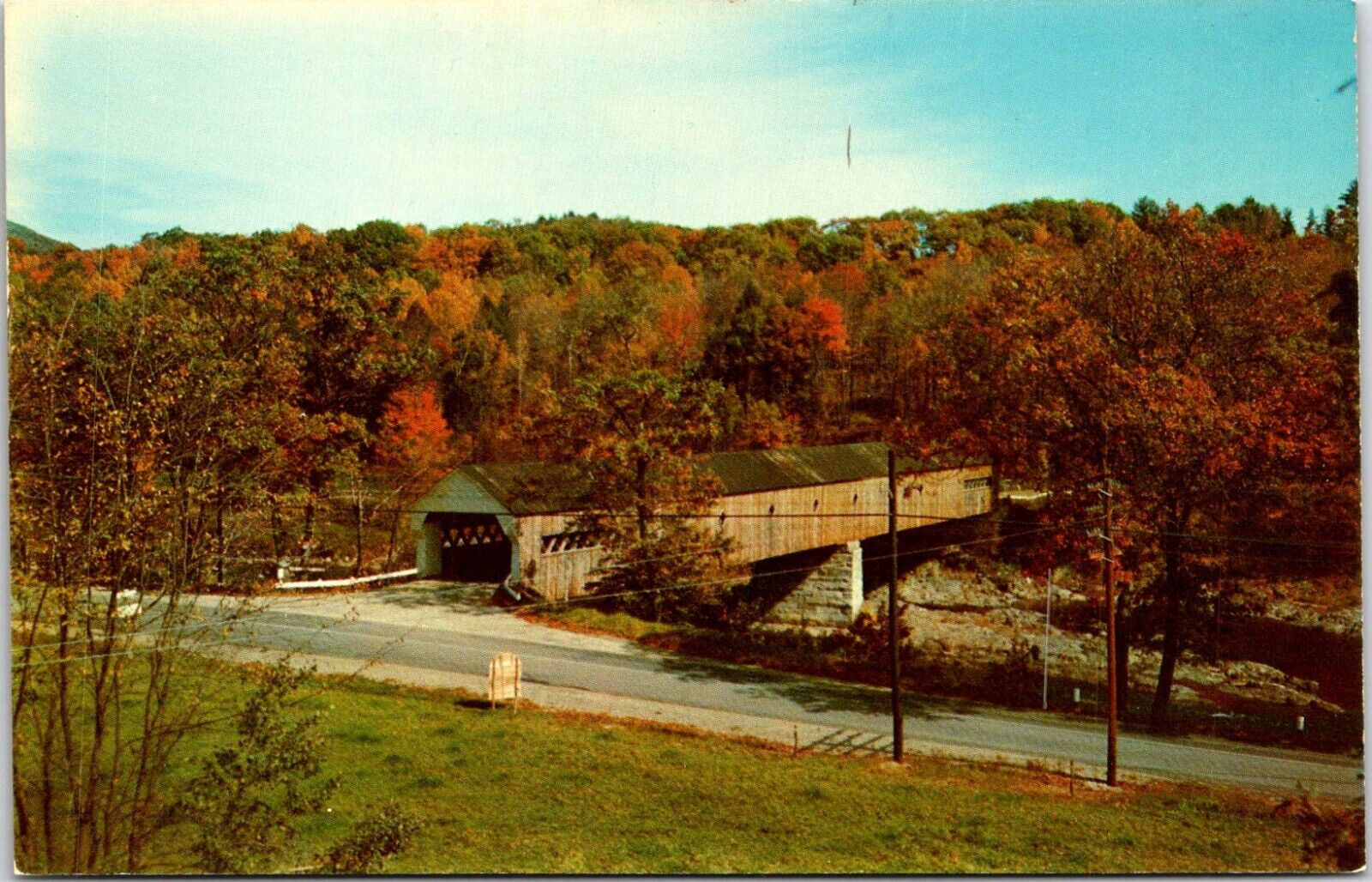 Postcard West River Covered Bridge West Dummerston Route 30 Vermont B41