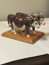 Vintage Painted Metal Oxen Lunenburg Foundry Maud Lewis *Missing Bell See Photos picture