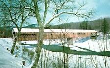 Covered Bridge Winter Scene Dummerston,VT Windham County Vintage Postcard picture