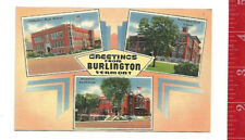 vintage Linen Large Letter Greetings from Burlington Vermont  picture