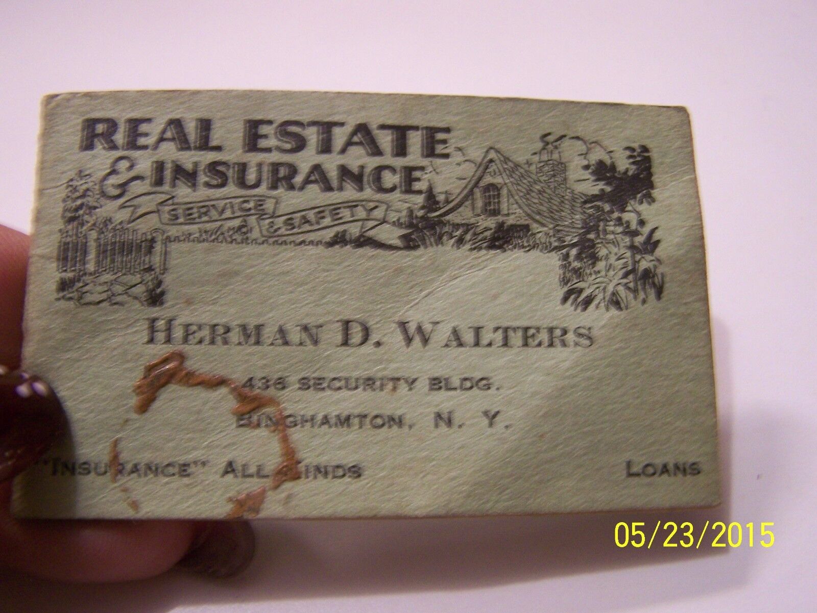 1932 Real Estate & Insurance Herman D Walter Binghamton NY Notepad