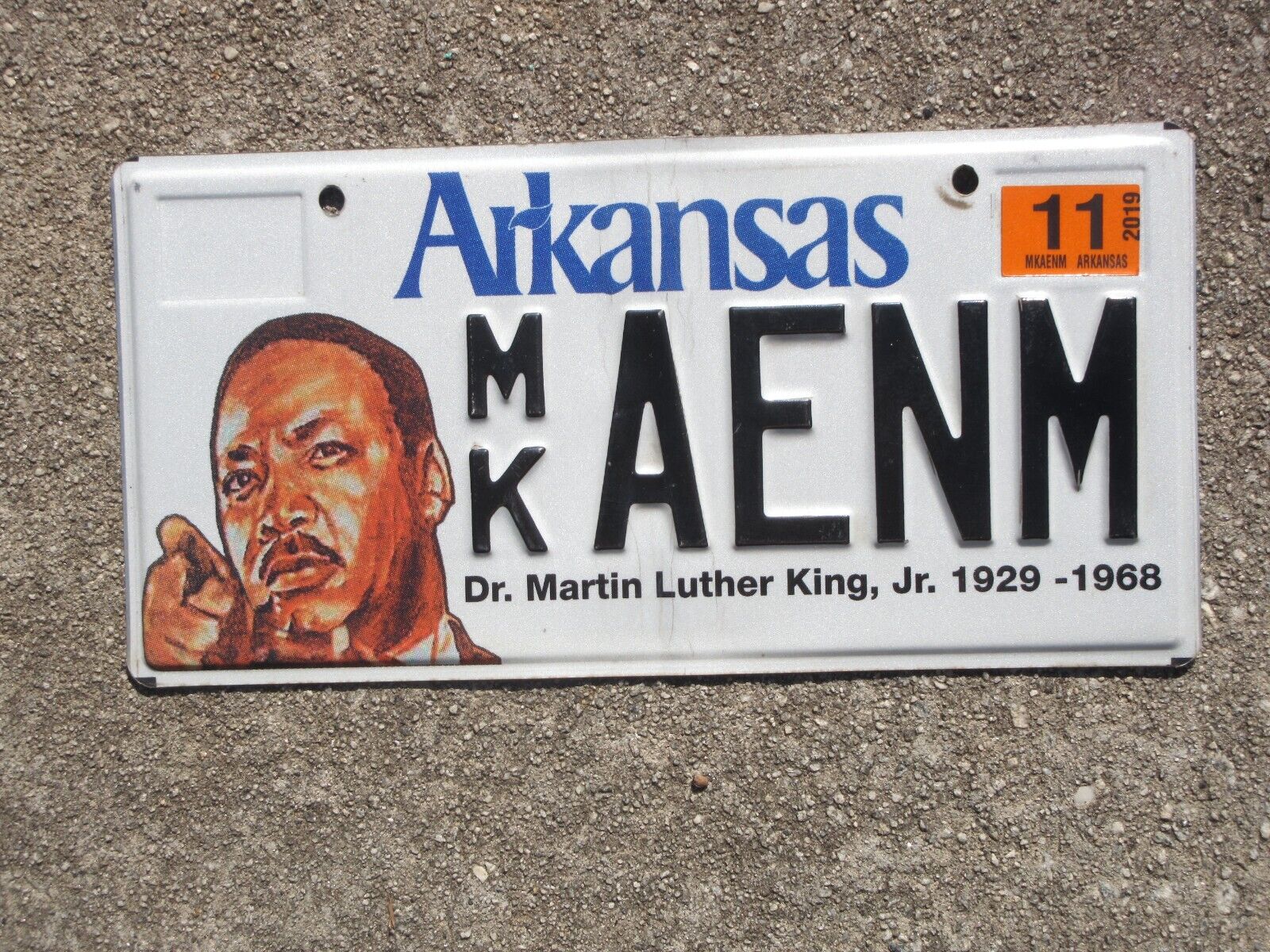 2019 Arkansas DR Martin Luther King JR License Plate MKAENM Atlanta ATL AR